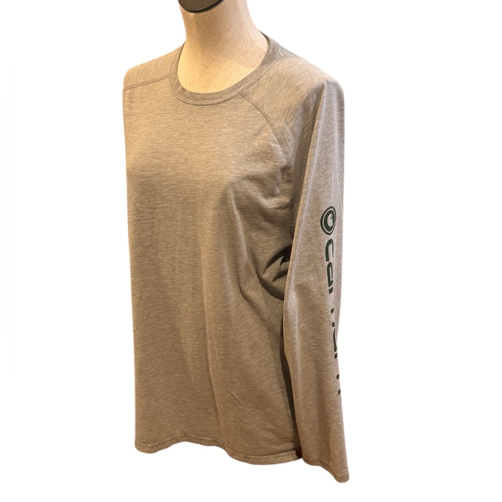 MENS Carhartt Heather Gray with Green Long Sleeve Shirt size XL‎